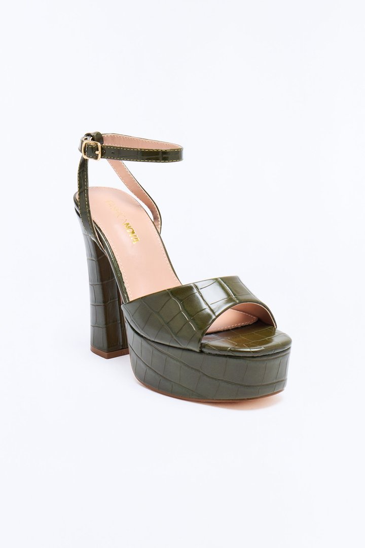 Eliza Croc Platform Heels - Olive