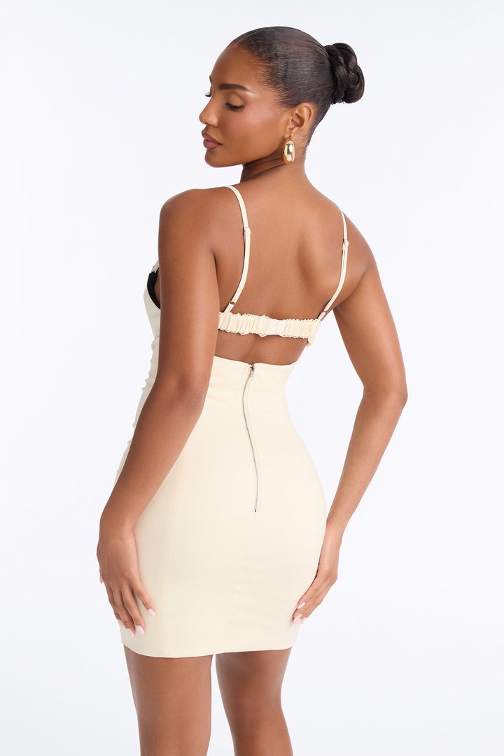 Quinn Lace Trim Mini Dress - Cream/combo