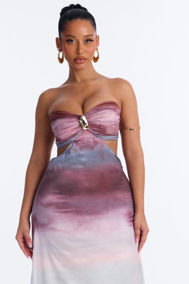 Soft Moment Satin Maxi Dress - Mauve/combo