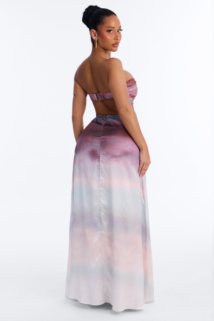 Soft Moment Satin Maxi Dress - Mauve/combo