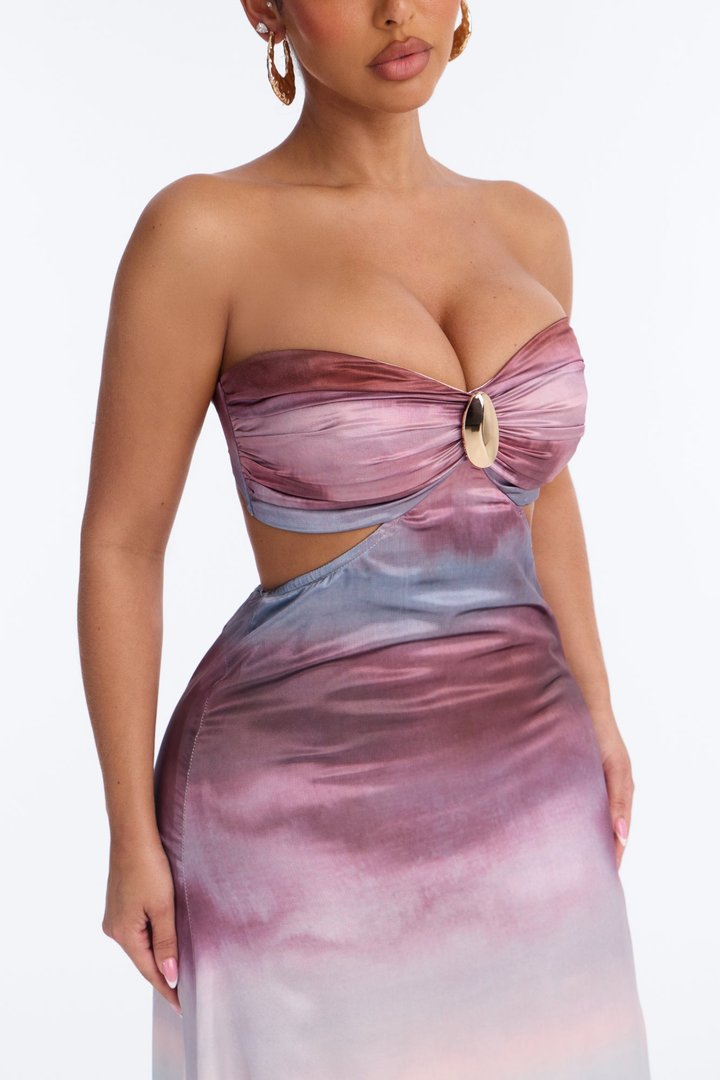 Soft Moment Satin Maxi Dress - Mauve/combo