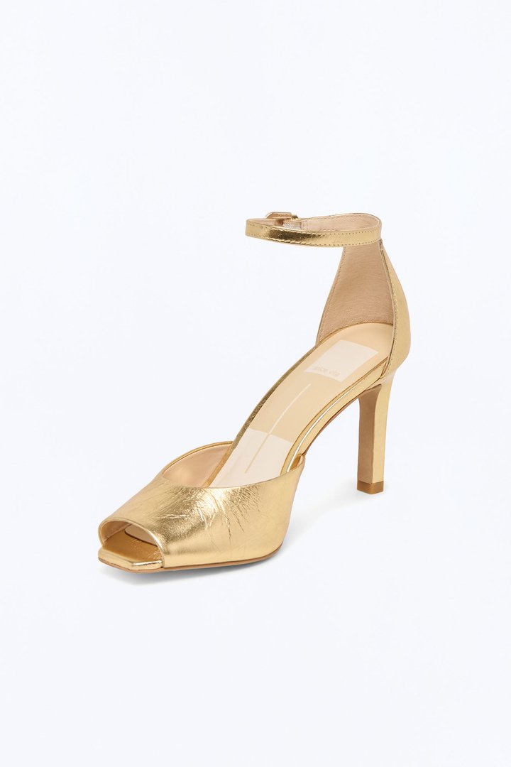 Dolce Vita Serlo Peep Toe Heels - Gold