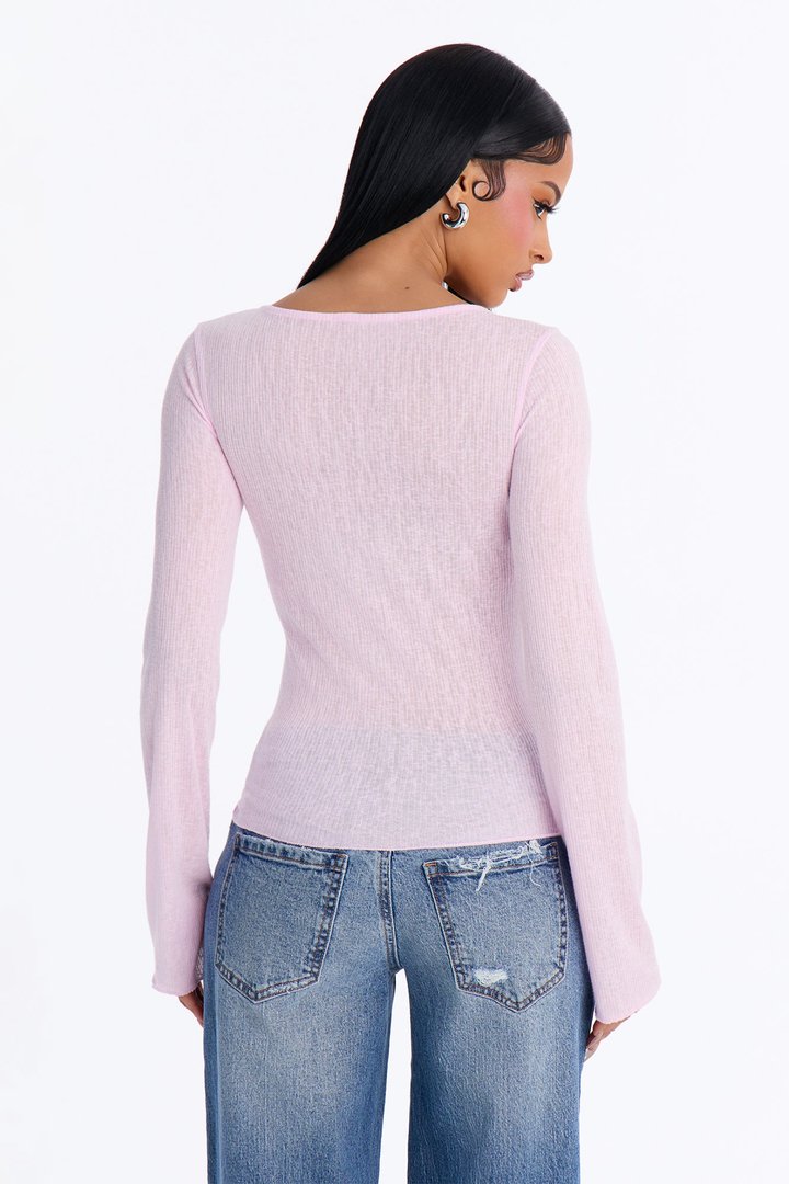 Radiant Ribbed Boat Neck Top - Light Pink