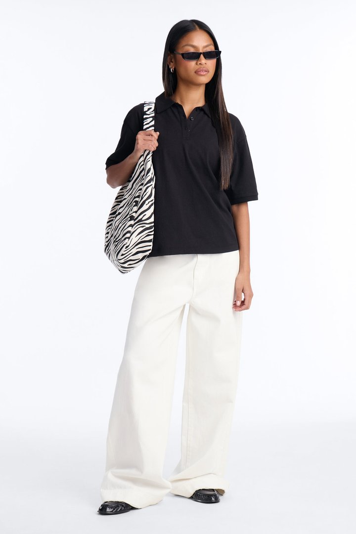 Chelley Relaxed Fit Polo Shirt - Black