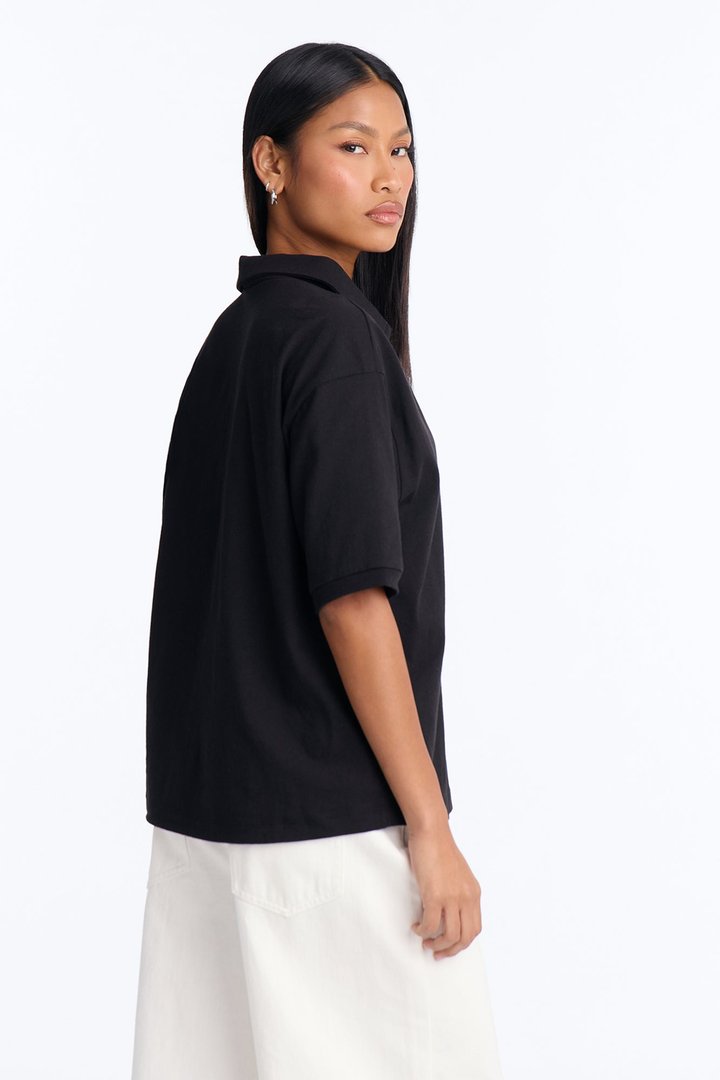 Chelley Relaxed Fit Polo Shirt - Black