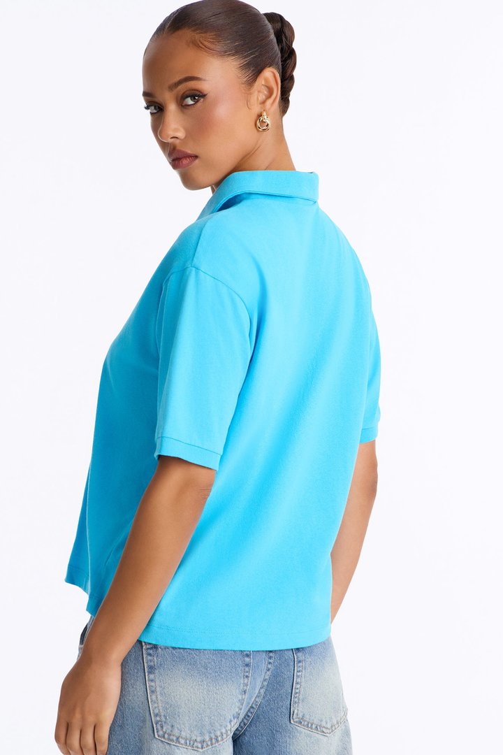 Chelley Relaxed Fit Polo Shirt - Blue Jay