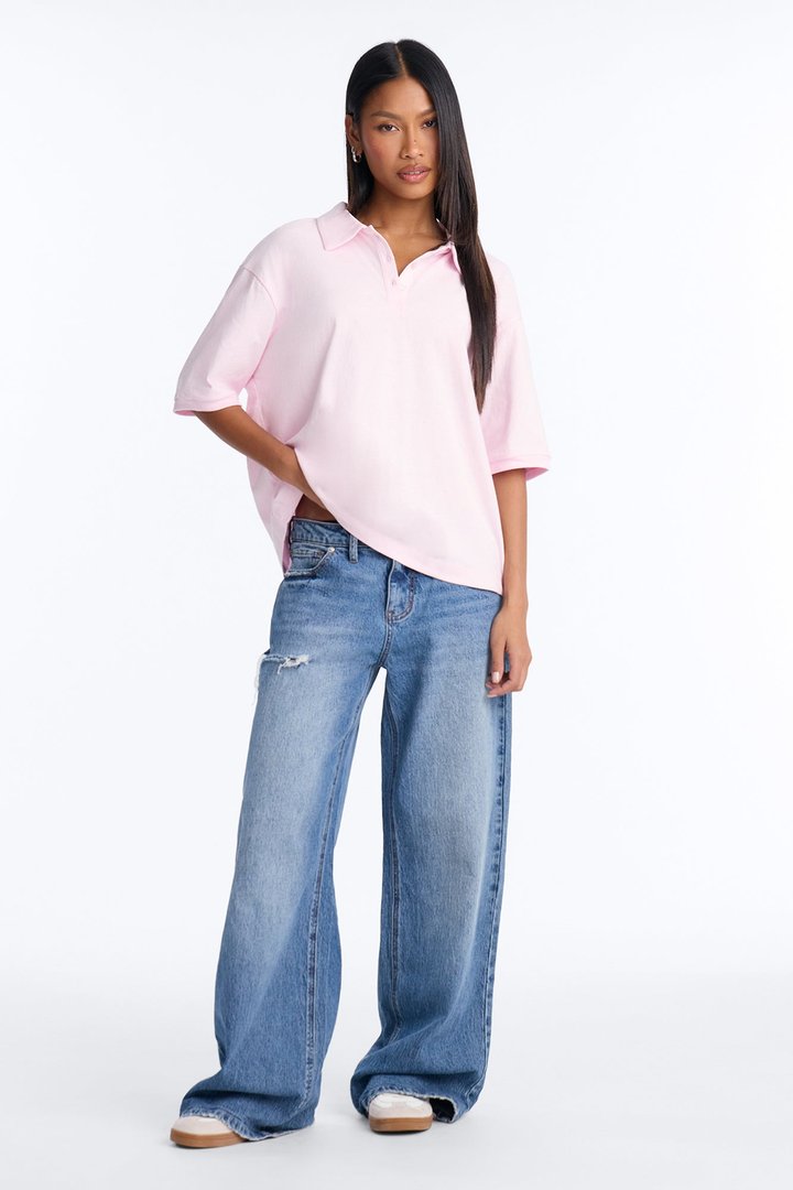 Chelley Relaxed Fit Polo Shirt - Light Pink