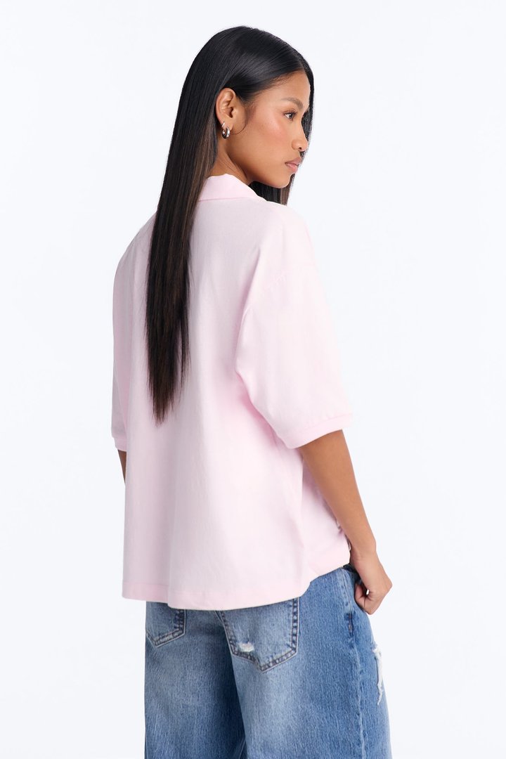 Chelley Relaxed Fit Polo Shirt - Light Pink