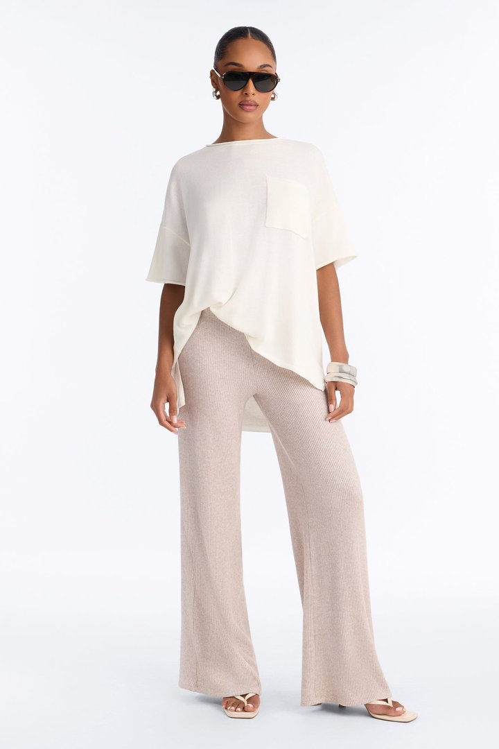 Rory Oversized Scoop Neck T Shirt - Cream