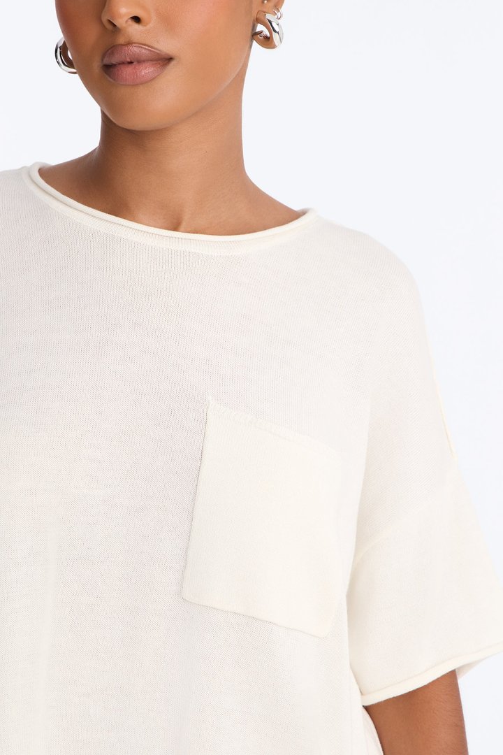 Rory Oversized Scoop Neck T Shirt - Cream
