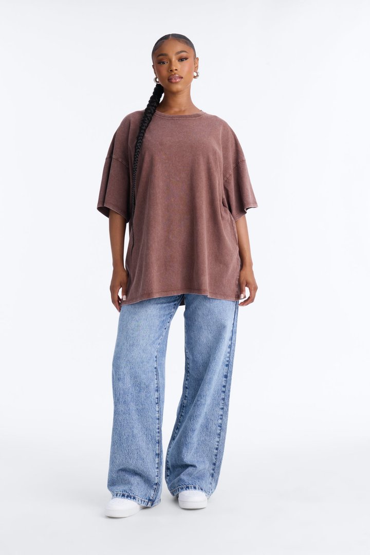 Noah Washed Oversized Short Sleeve T-Shirt - Dark Brown