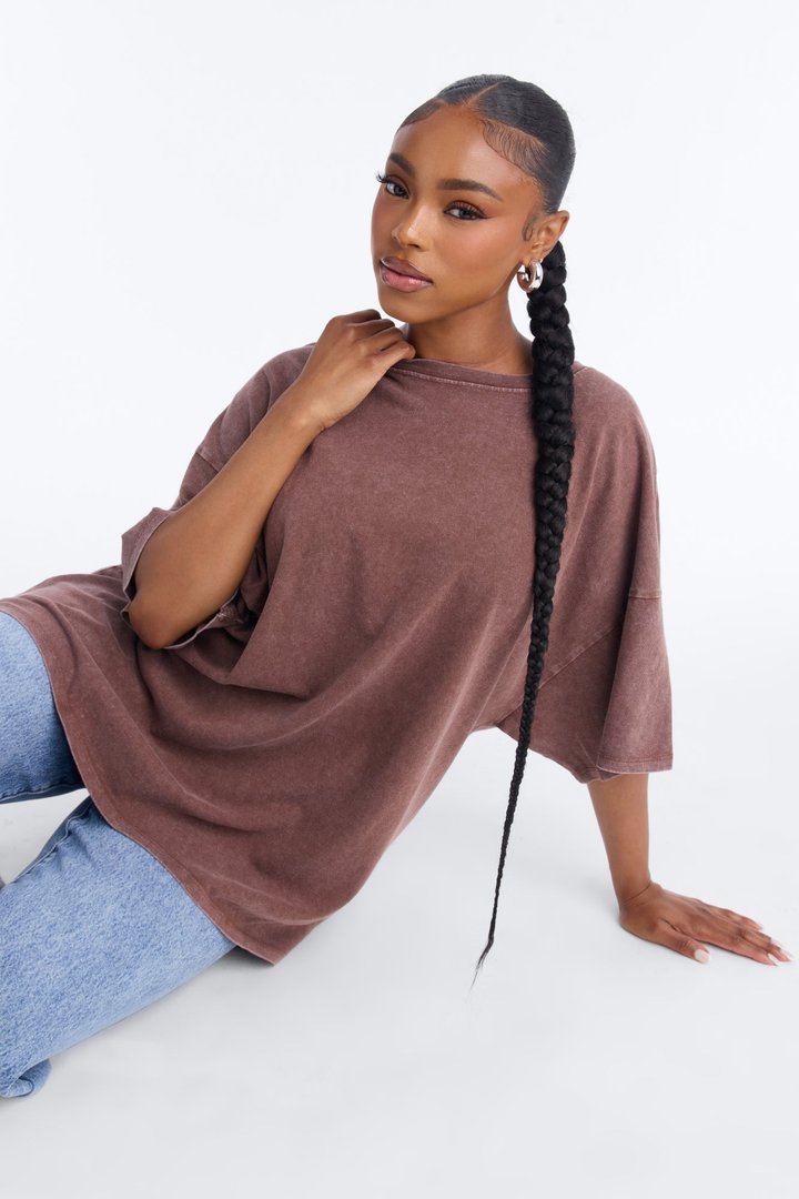 Noah Washed Oversized Short Sleeve T-Shirt - Dark Brown