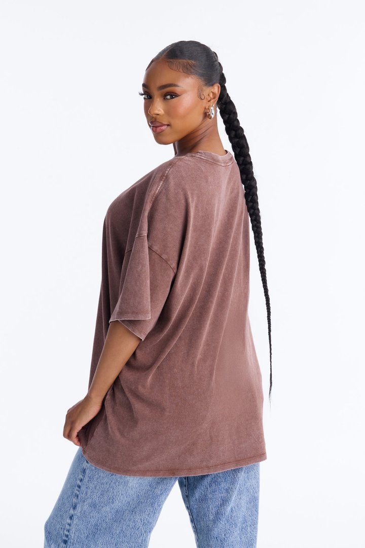 Noah Washed Oversized Short Sleeve T-Shirt - Dark Brown