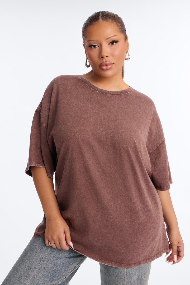 Noah Washed Oversized Short Sleeve T-Shirt - Dark Brown