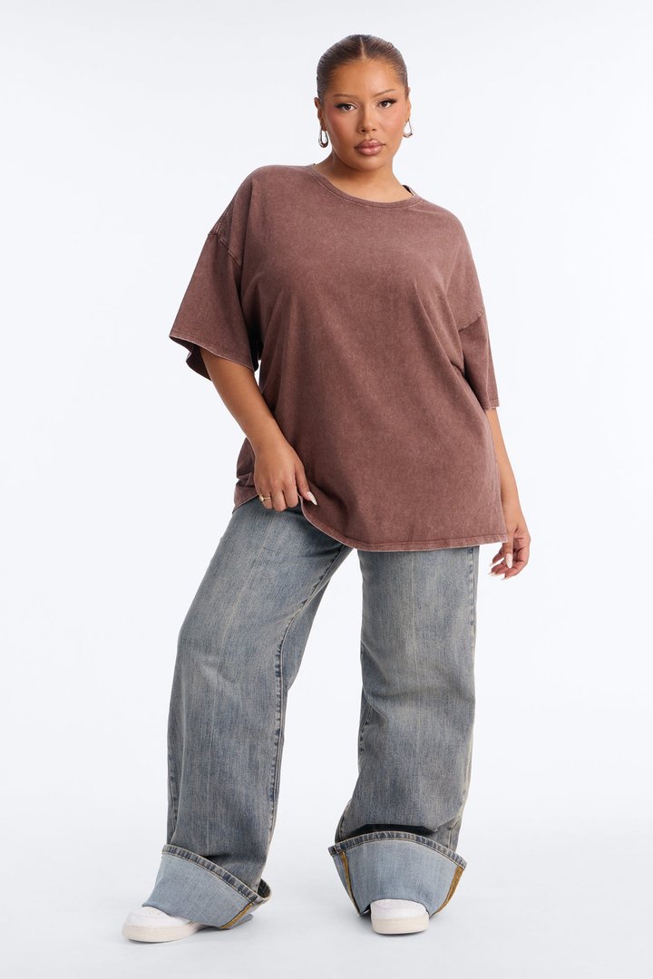 Noah Washed Oversized Short Sleeve T-Shirt - Dark Brown