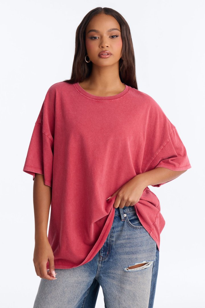 Noah Washed Oversized Short Sleeve T-Shirt - Red