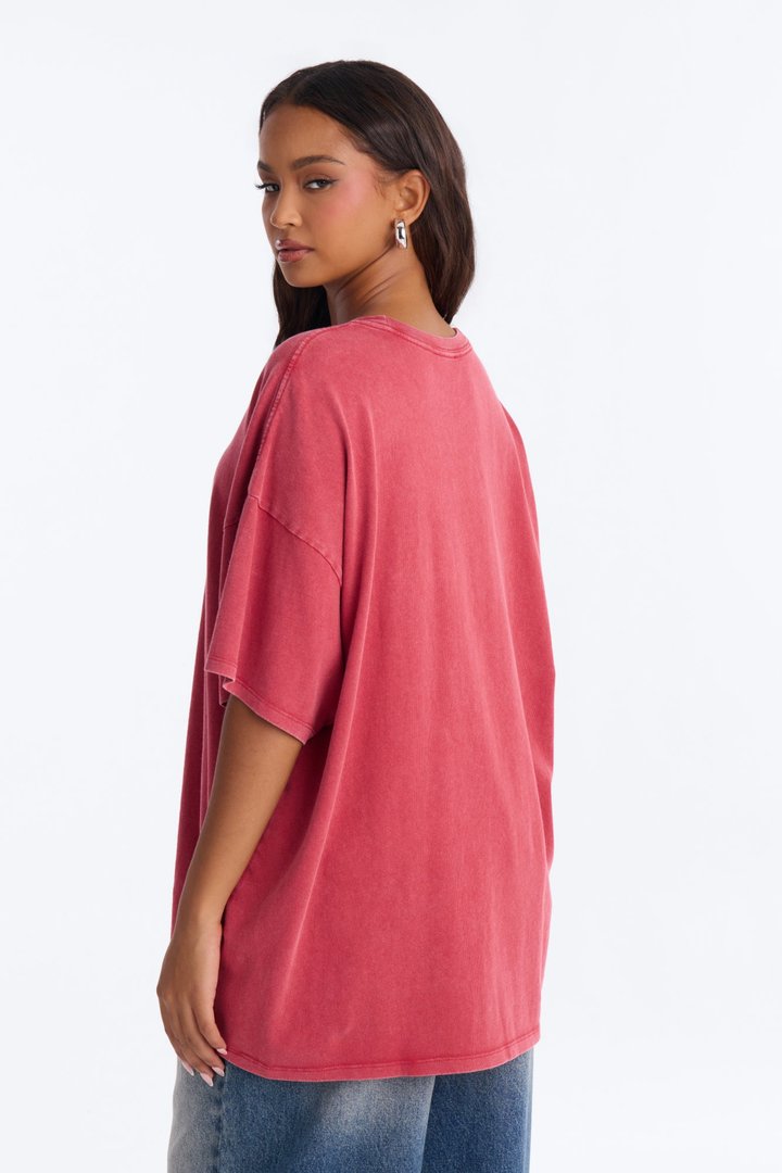 Noah Washed Oversized Short Sleeve T-Shirt - Red