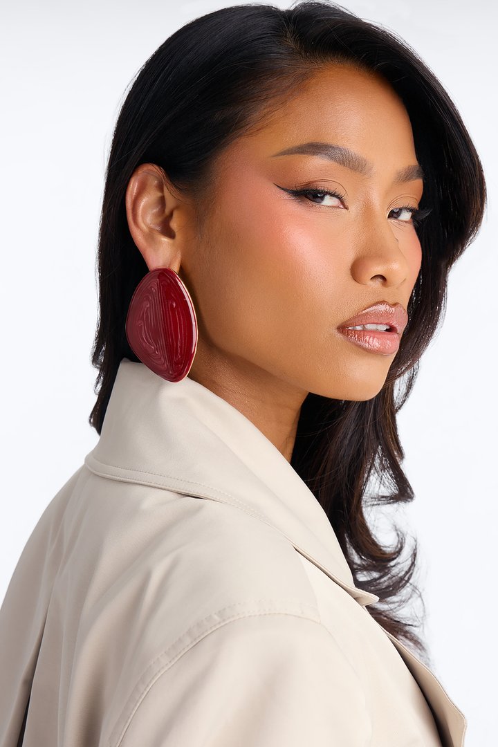 Gem Drop Earrings - Burgundy