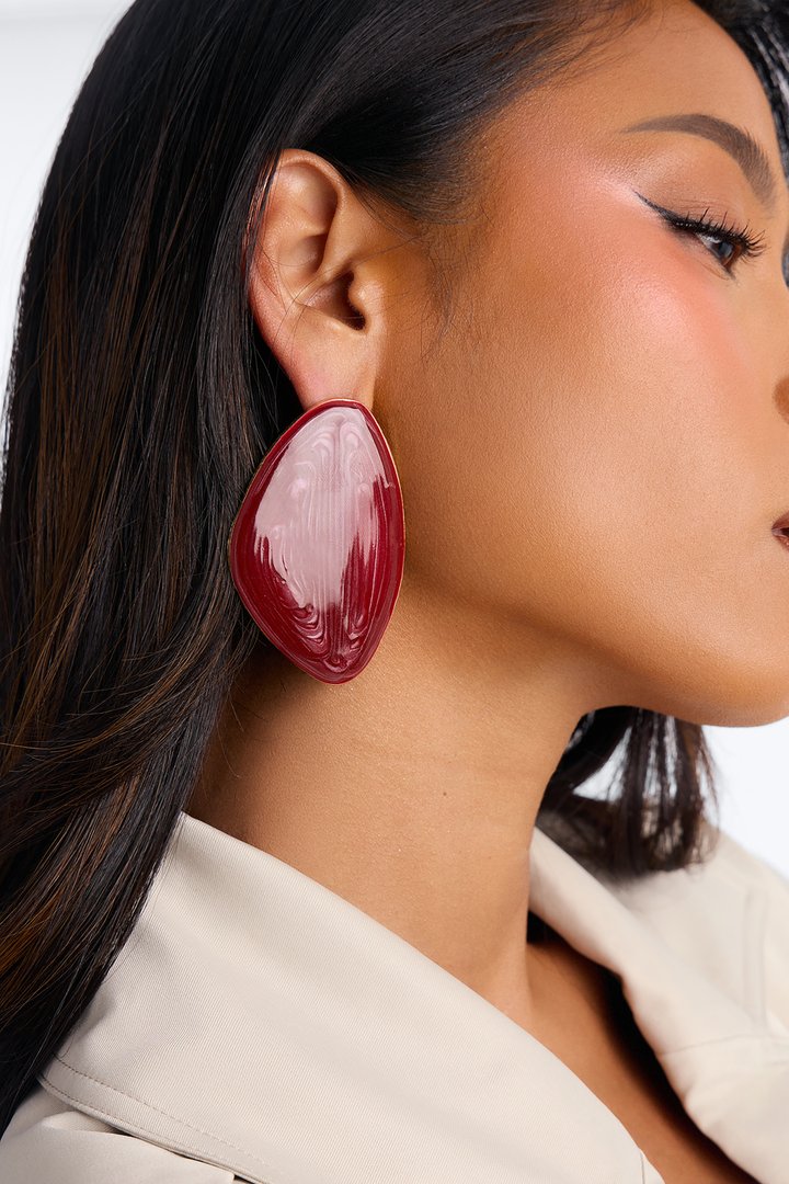 Gem Drop Earrings - Burgundy