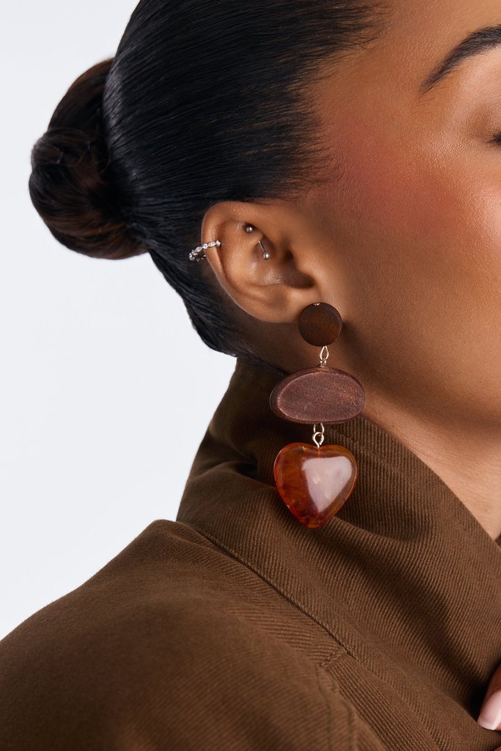 Rustic Love Earrings - Brown