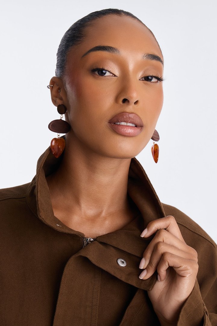 Rustic Love Earrings - Brown