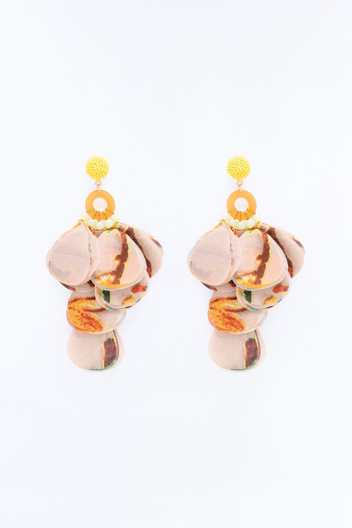 Frill Twirl Earrings - Taupe/combo