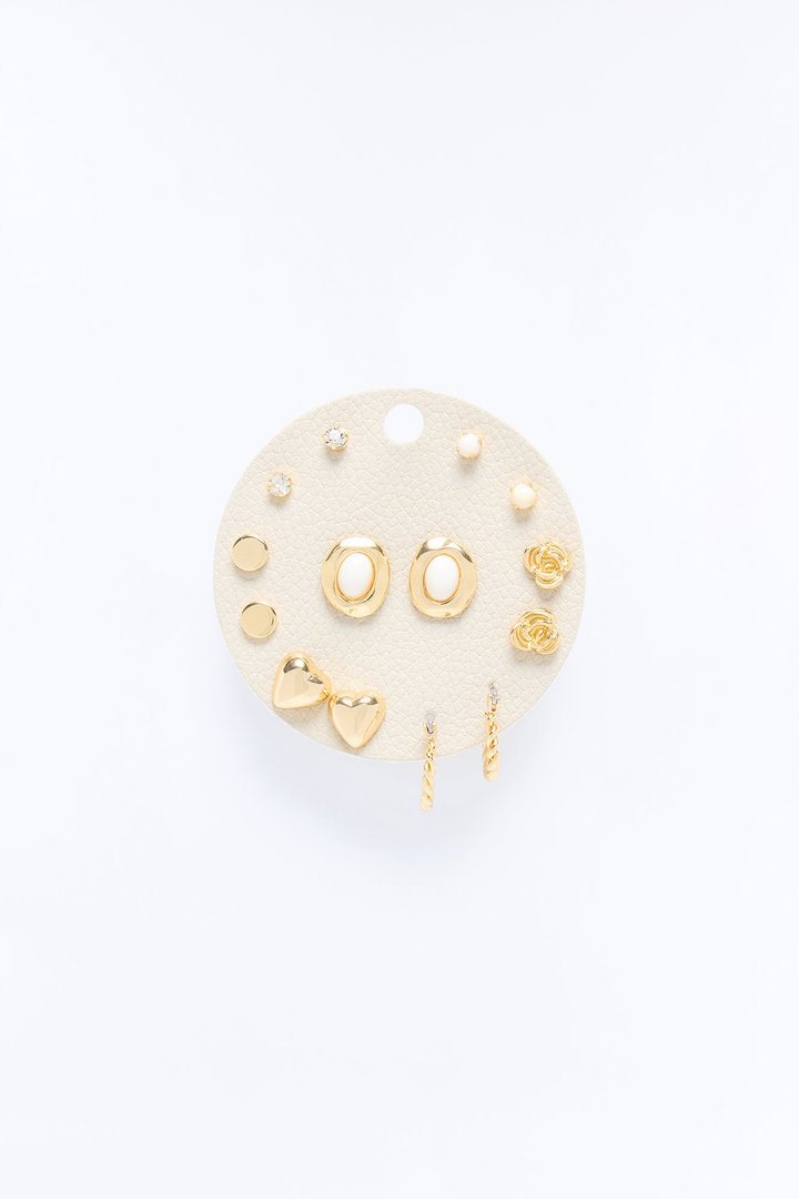 Kind Love 7 Pair Multi Earring Set - Gold