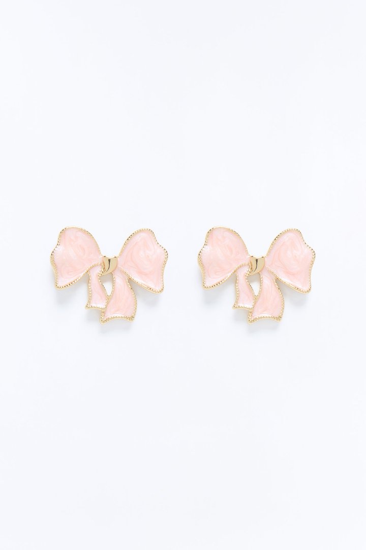 Prettiest Bow Drop Earrings - Pink
