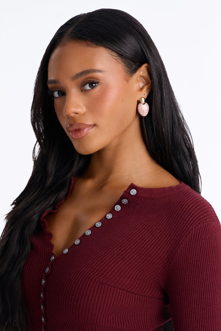 Sugar Rose Drop Earrings - Pink