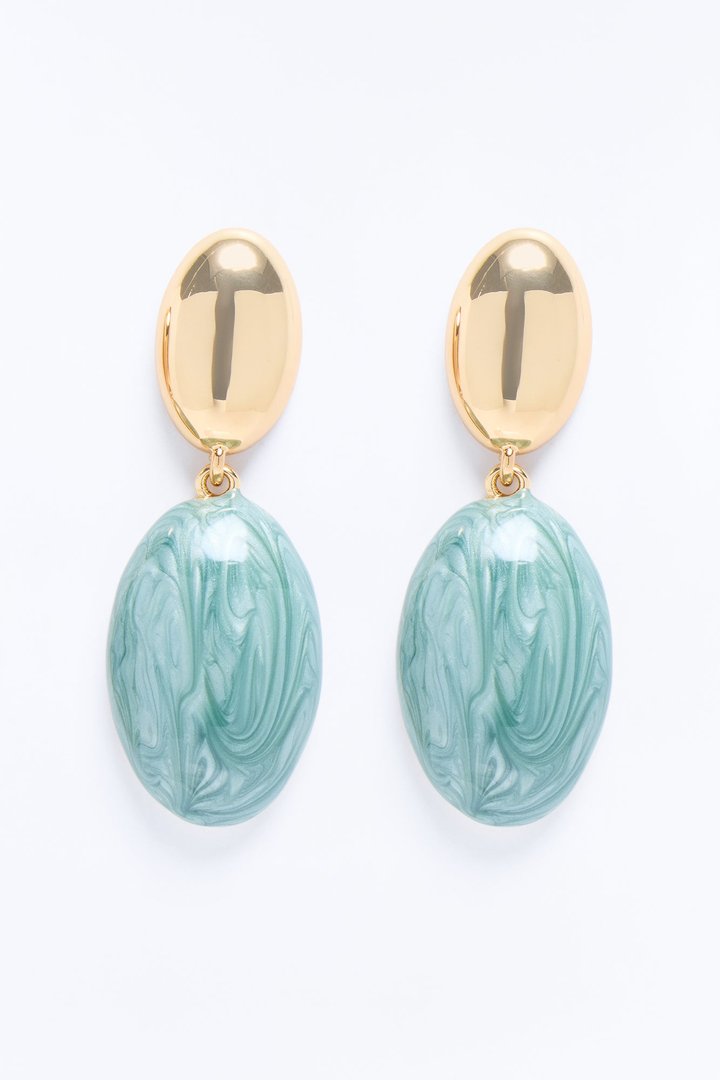 Moonlit Jeweled Drop Earrings - Gold/Blue