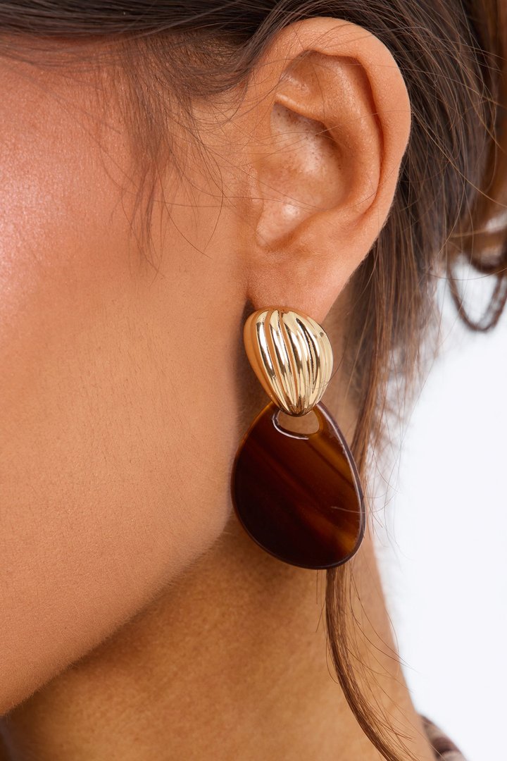 Sunset Kiss Drop Earrings - Gold/Brown