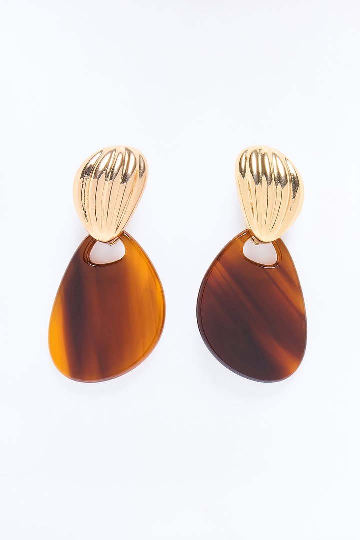Sunset Kiss Drop Earrings - Gold/Brown