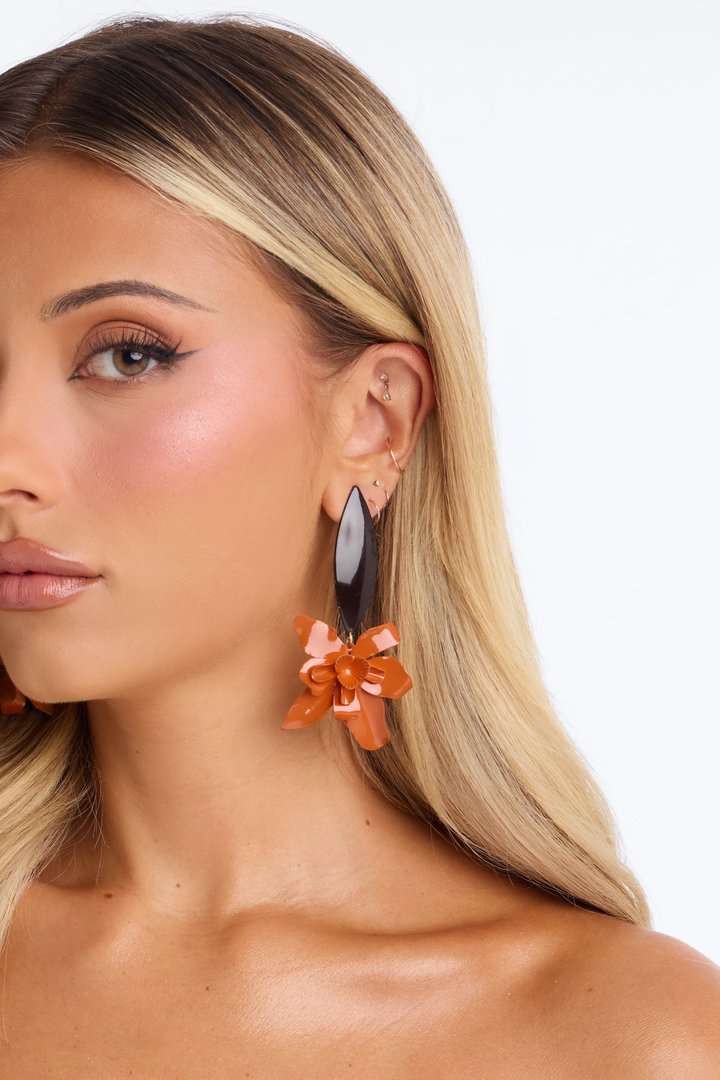 Seabrook Floral Earrings - Orange/combo