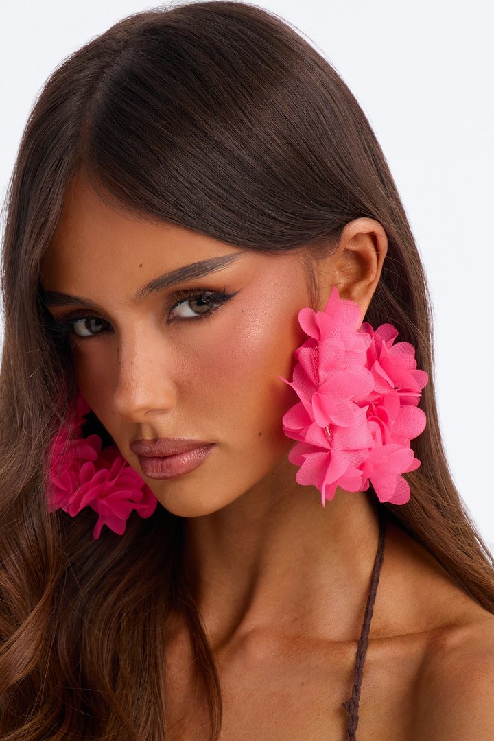 Paradise Splash Hoop Earrings - Fuchsia