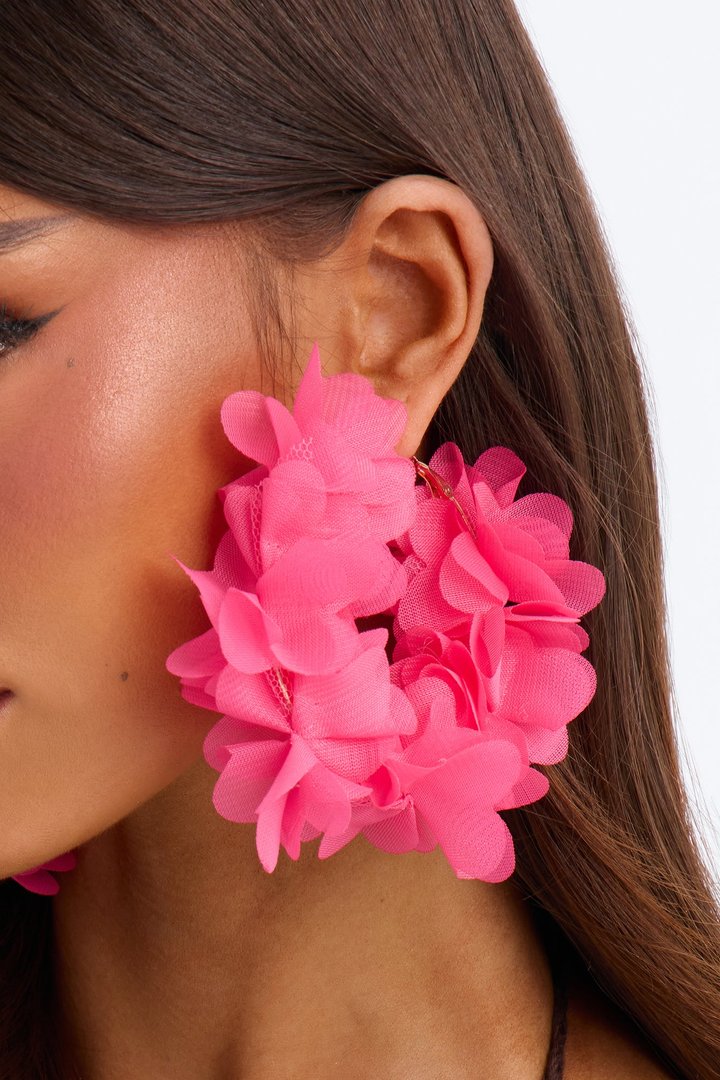 Paradise Splash Hoop Earrings - Fuchsia