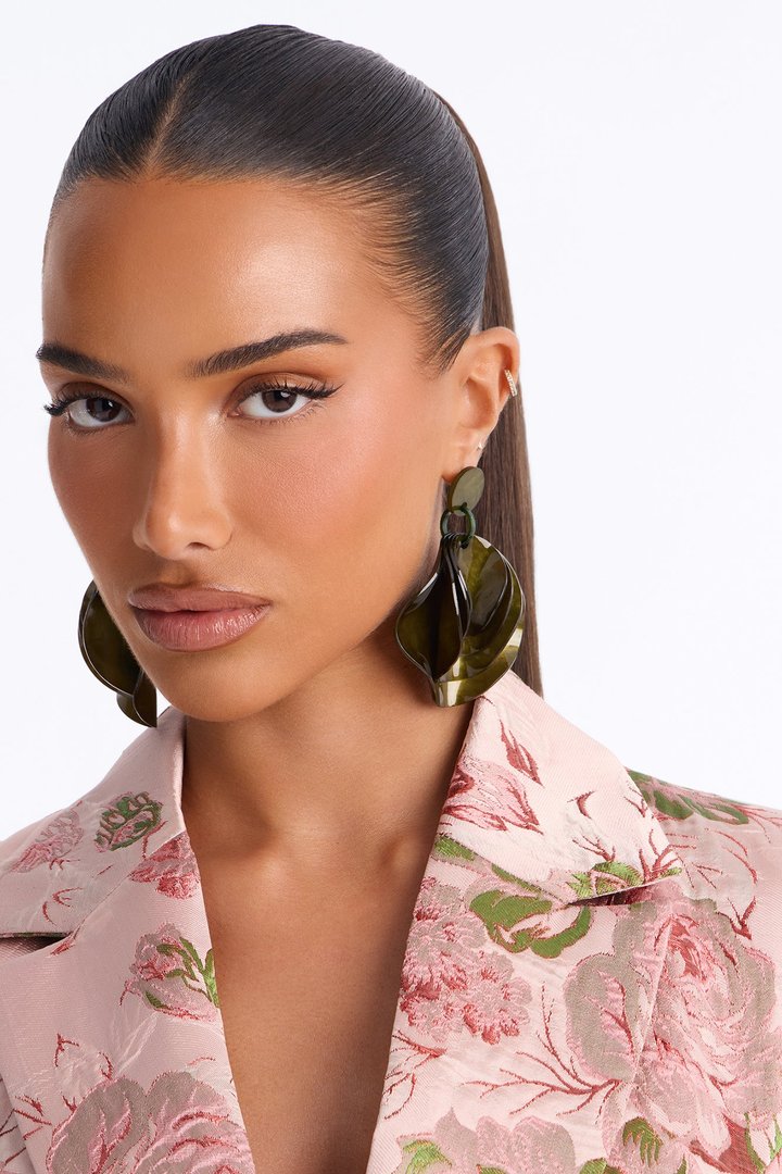 Petals For Days Drop Earrings - Green