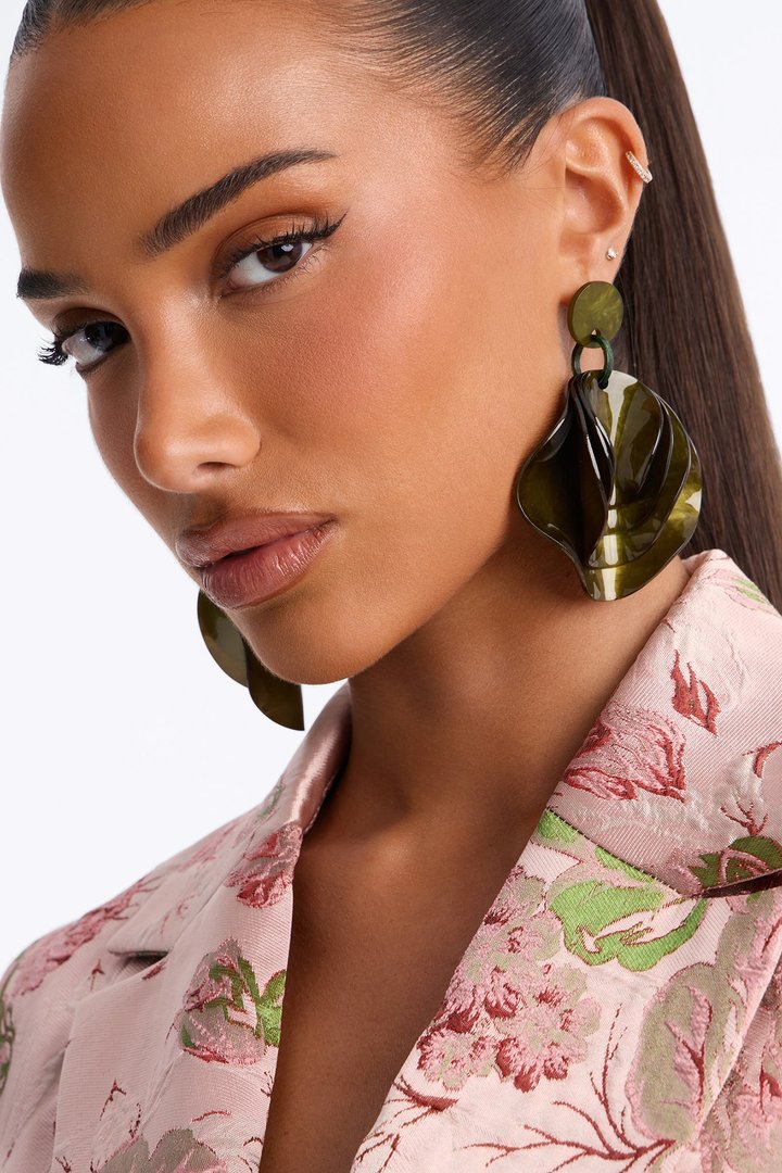 Petals For Days Drop Earrings - Green