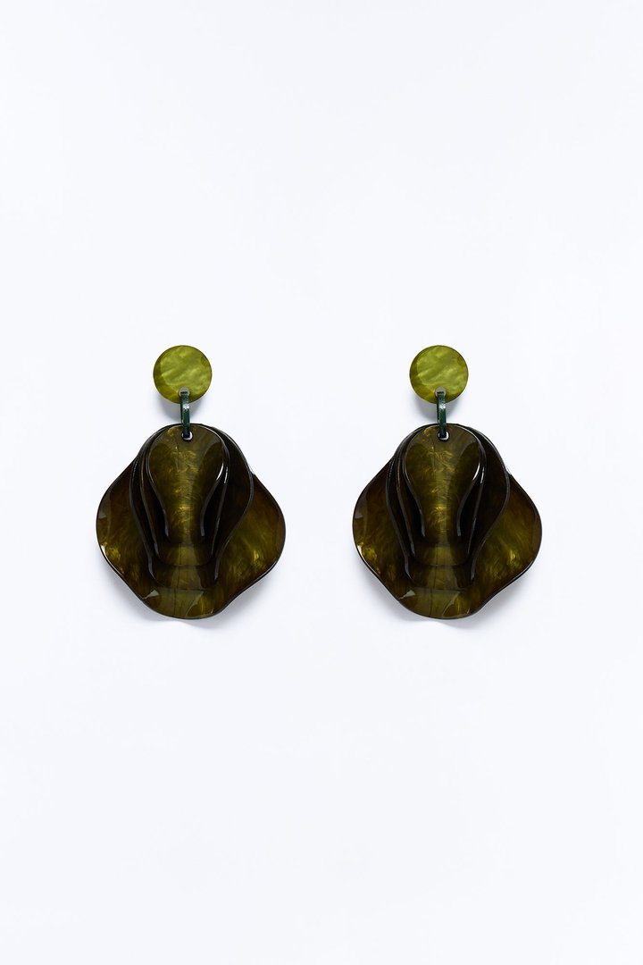 Petals For Days Drop Earrings - Green