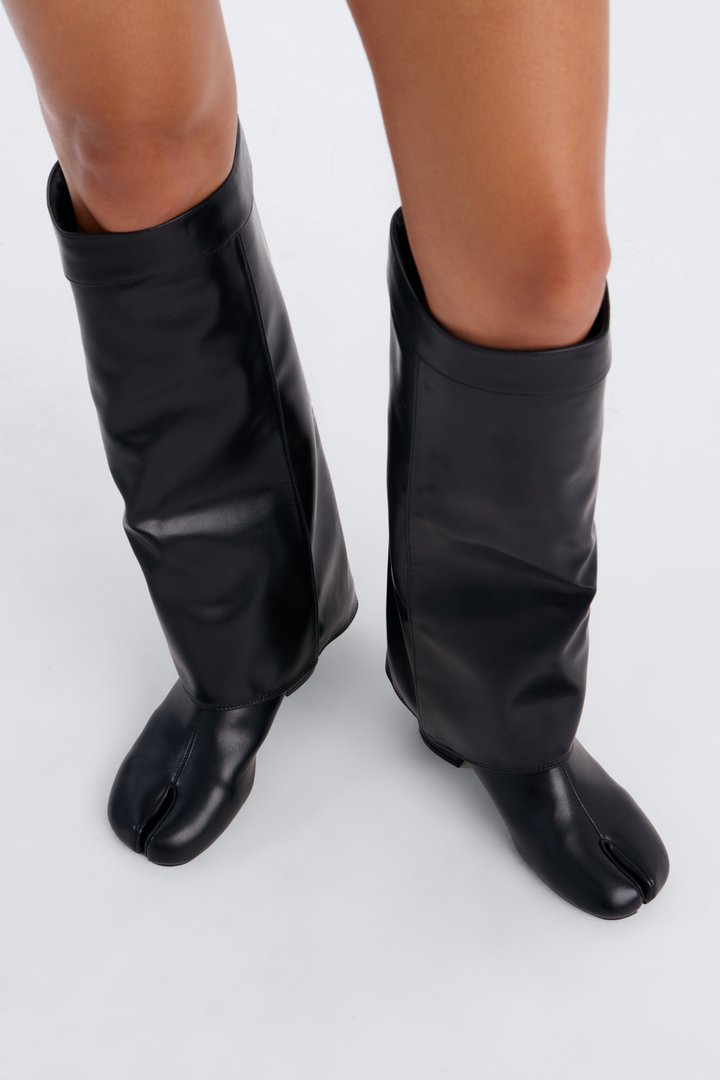 Edna Tabi Overlay Boots - Black