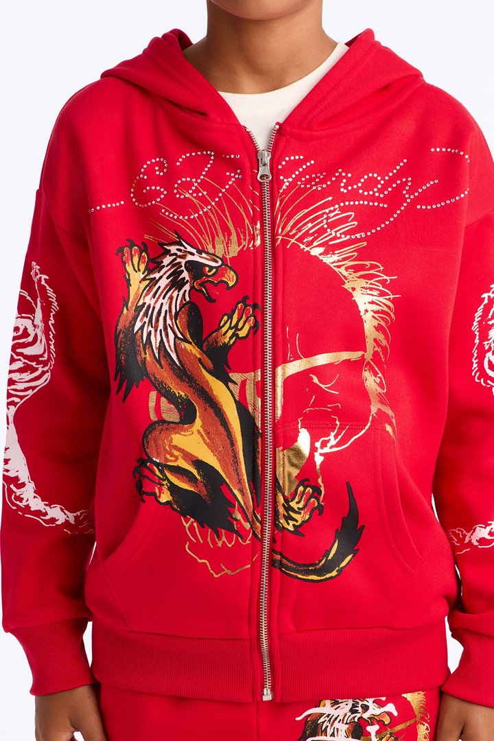 Mini Ed Hardy Fearless Hoodie - Red