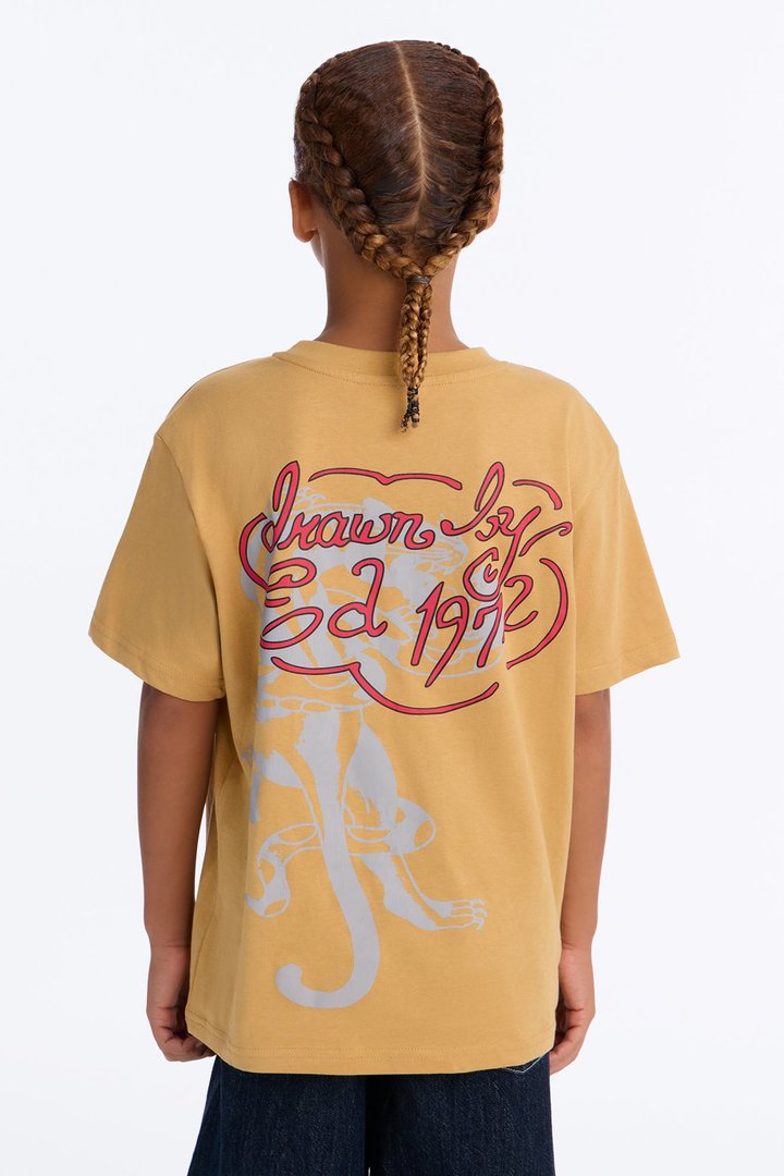 Mini Ed Hardy Powerful Panther Front/Back Short Sleeve Tee - Sand