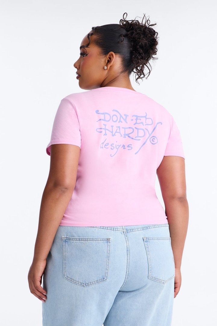 Dragon Flame Ed Hardy Tee - Pink