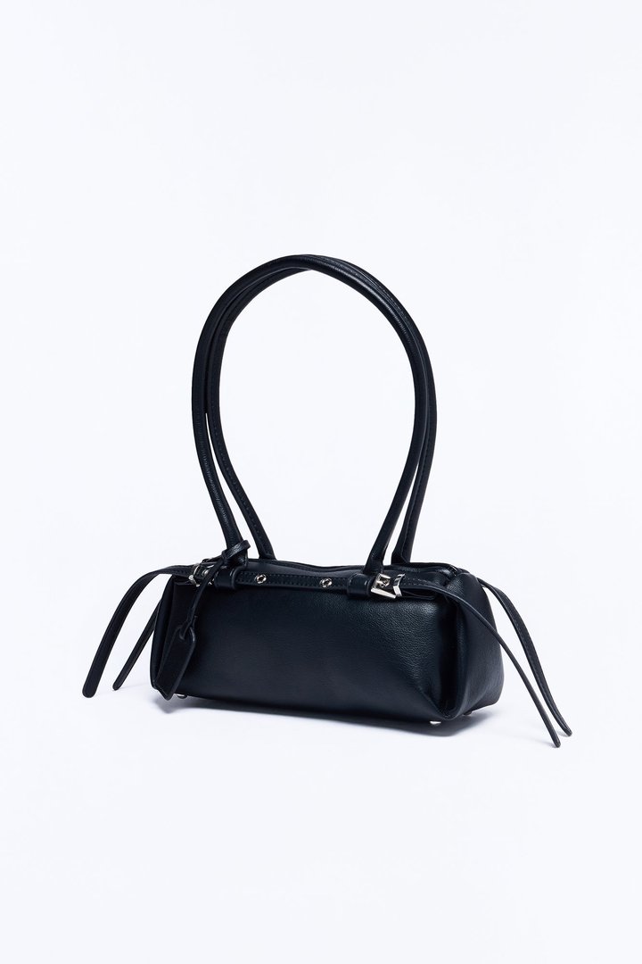 Never Lost Faux Leather Shoulder Handbag - Black