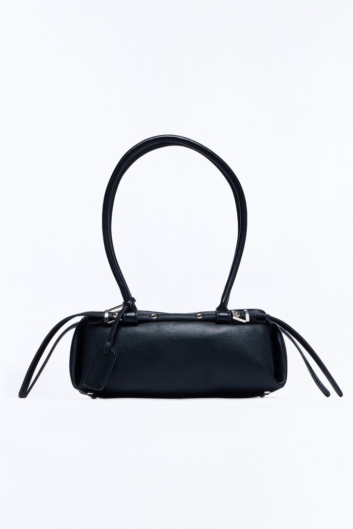 Never Lost Faux Leather Shoulder Handbag - Black