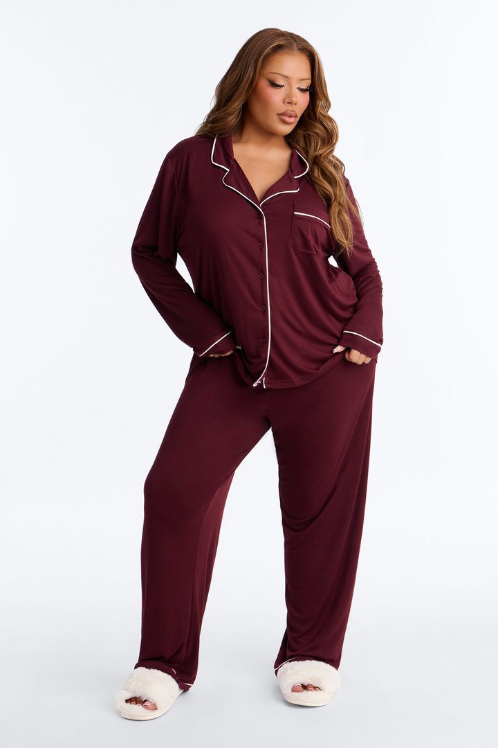 In The Morning PJ Pant Set - Burgundy