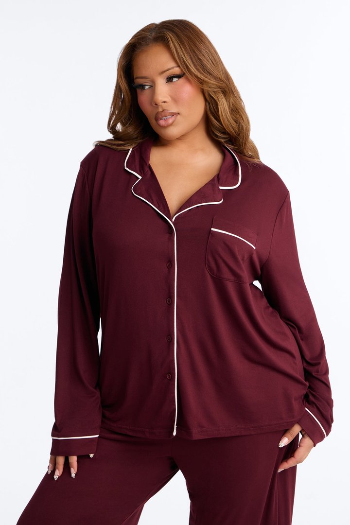 In The Morning PJ Pant Set - Burgundy