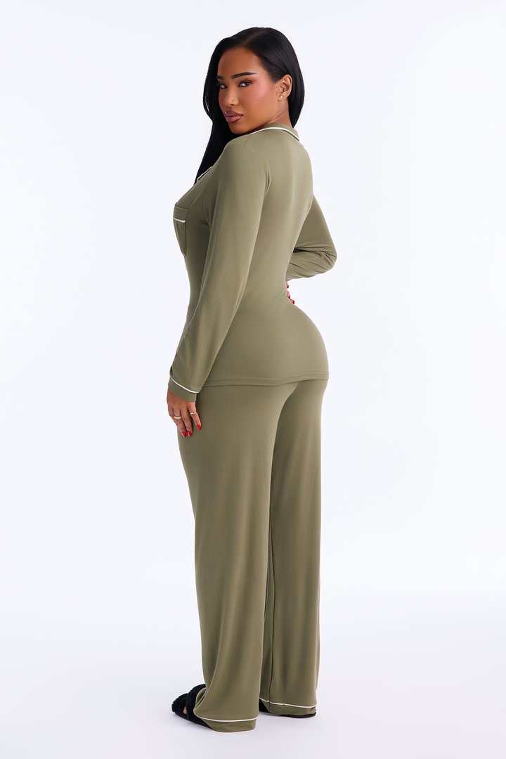 In The Morning PJ Pant Set - Olive