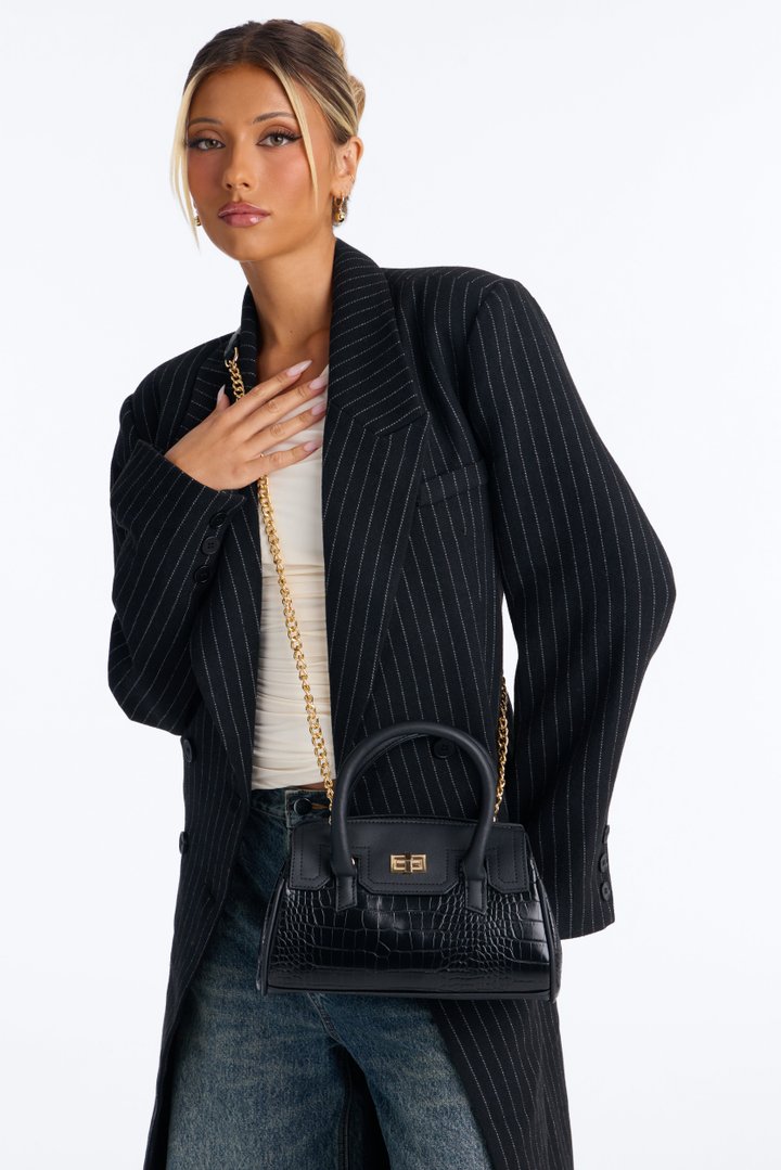 A Thing Of Beauty Faux Leather Satchel Handbag - Black