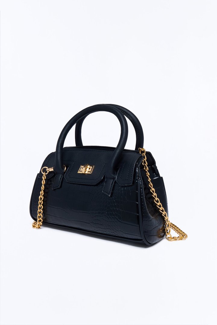 A Thing Of Beauty Faux Leather Satchel Handbag - Black