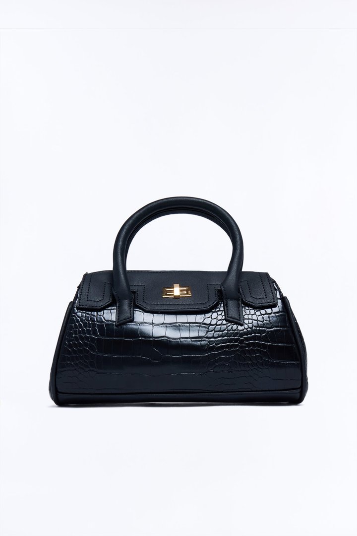 A Thing Of Beauty Faux Leather Satchel Handbag - Black
